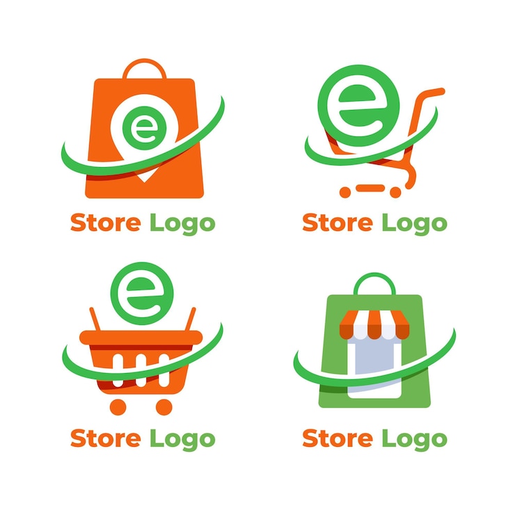 Bezpłatny plik Wektor zestaw szablonów logo e-commerce