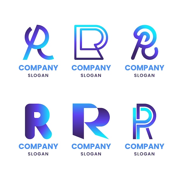 Bezpłatny wektor zestaw szablonów logo gradientu r