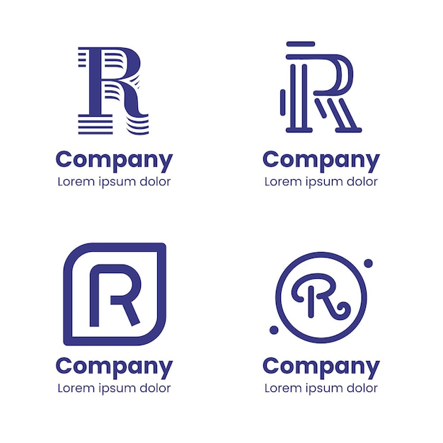 Bezpłatny wektor zestaw szablonów logo płaski r