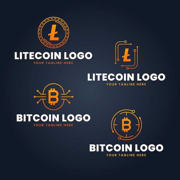 Zestaw Szablonów Logo Płaskie Bitcoin