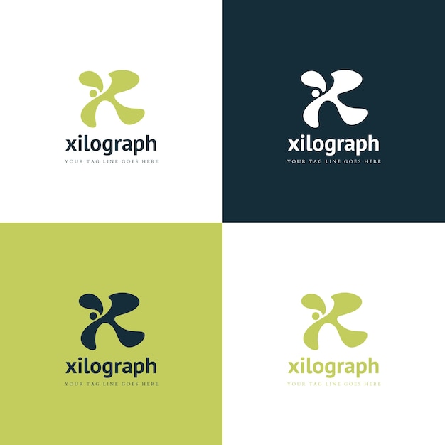 Zestaw szablonów płaskich liter x logo