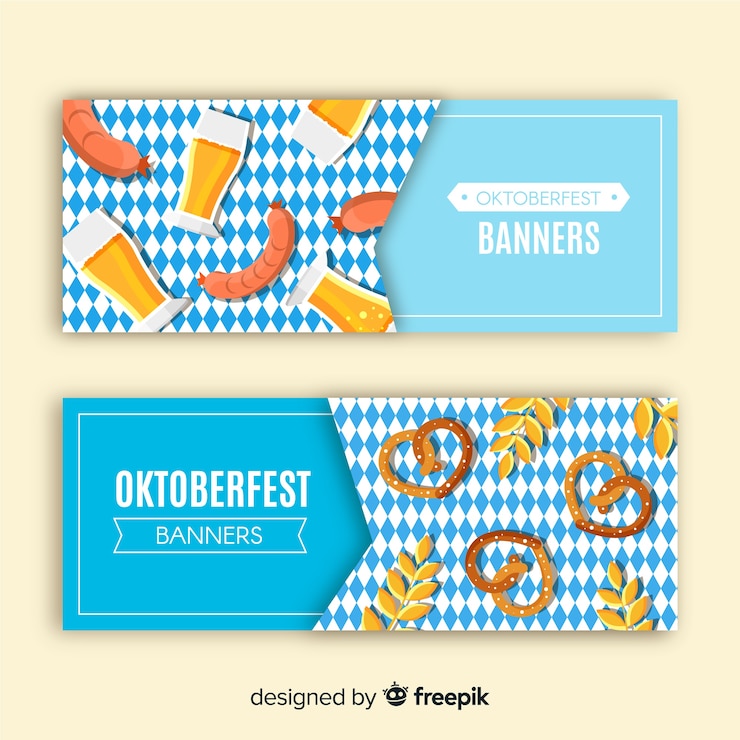 Bezpłatny plik Wektor zestaw szablonów stron banerów oktoberfest