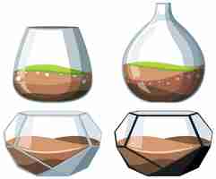 Bezpłatny wektor zestaw szklanych słoiczków do terrarium