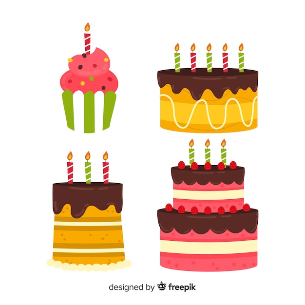 Bezpłatny wektor zestaw tort urodzinowy