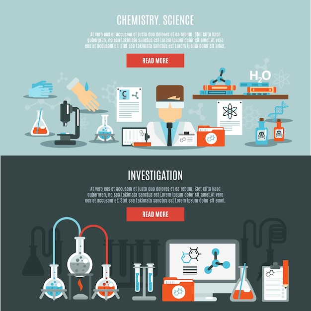 Bezpłatny wektor zestaw transparent chemii