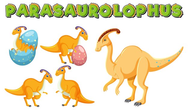 Zestaw uroczych postaci z kreskówek dinozaurów