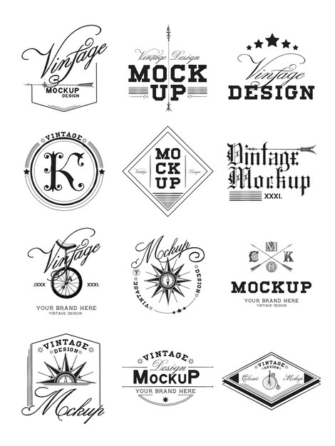 Zestaw vintage makieta logo wektor