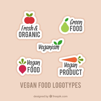 Zestaw wegańskich etykietach żywności