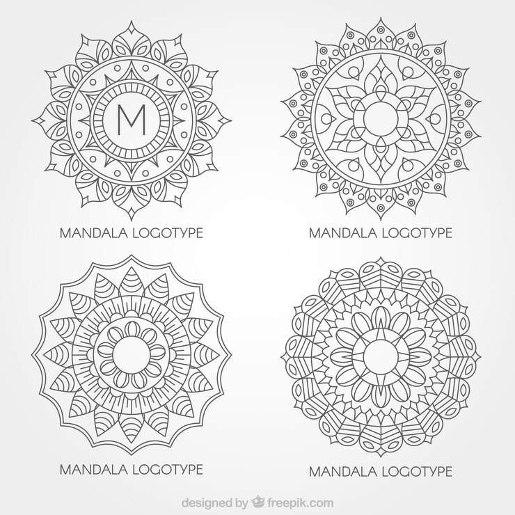 Bezpłatny plik Wektor zestaw wyciągnąć rękę mandala logo
