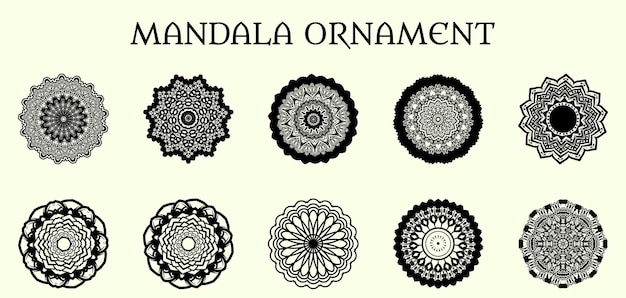 Bezpłatny wektor zestaw wzorów mandala kolekcja ilustracji wektorowych