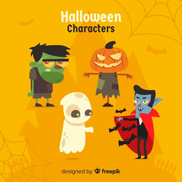 Zestaw Znaków Halloween W Stylu Cartoon