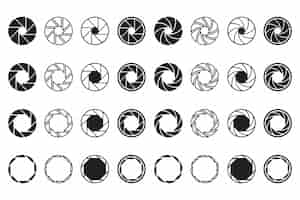 Bezpłatny wektor zestaw znaków obiektywu aparatu