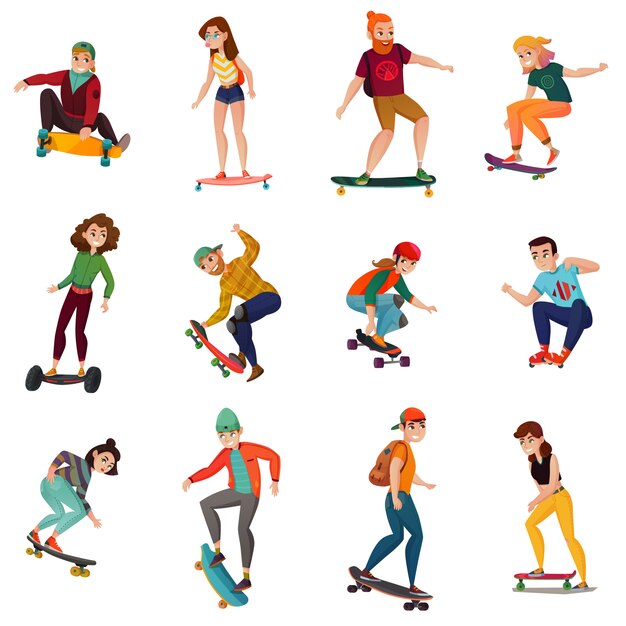 Zestaw znaków skaterzy