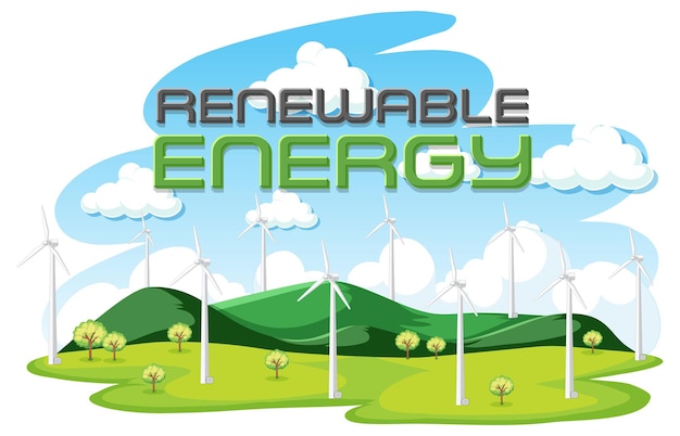 Bezpłatny wektor zielona energia generowana przez turbinę wiatrową