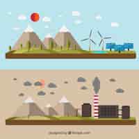 Bezpłatny wektor zielona energia i zanieczyszczenie