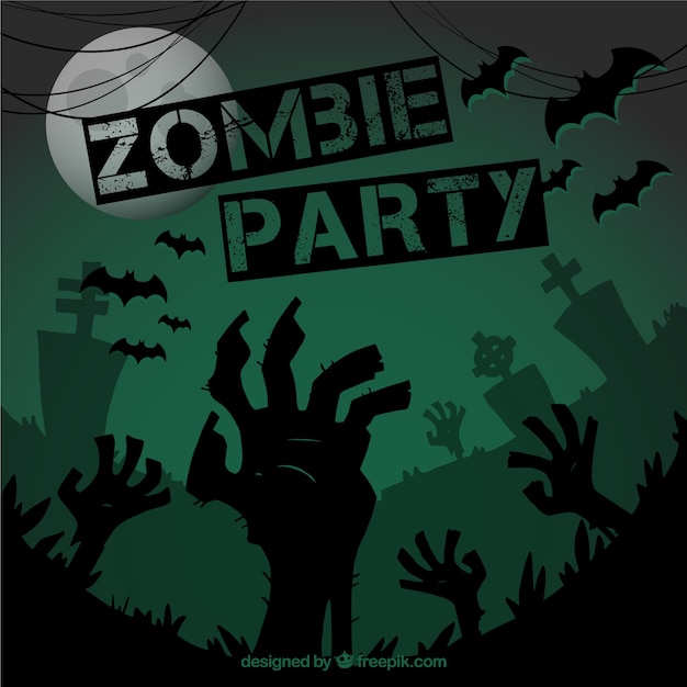 Bezpłatny wektor zielona zombie party plakat