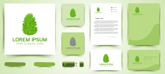 Bezpłatny wektor zielony cyprys logo i szablon marki biznesowej wzory inspiracji na białym tle