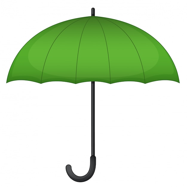 Zielony parasol na białym tle