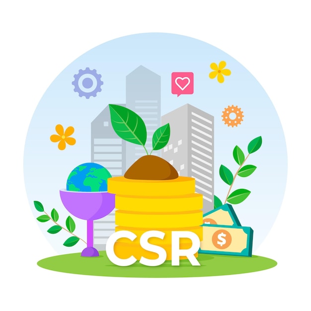 Zilustrowano płaską koncepcję CSR