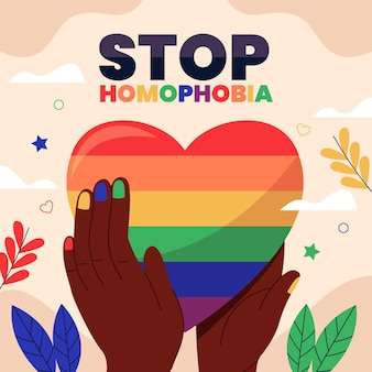 Zilustrowano ręcznie rysowane komunikat o zatrzymaniu homofobii
