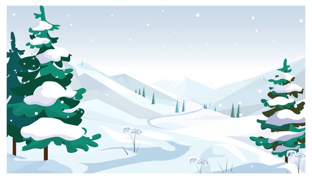 Zim pola z spada śnieżną ilustracją
