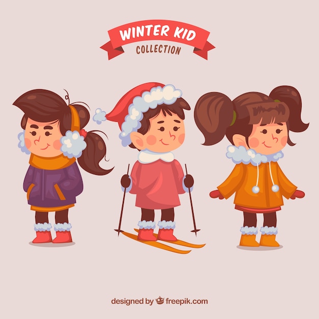Bezpłatny wektor zimowe dzieci