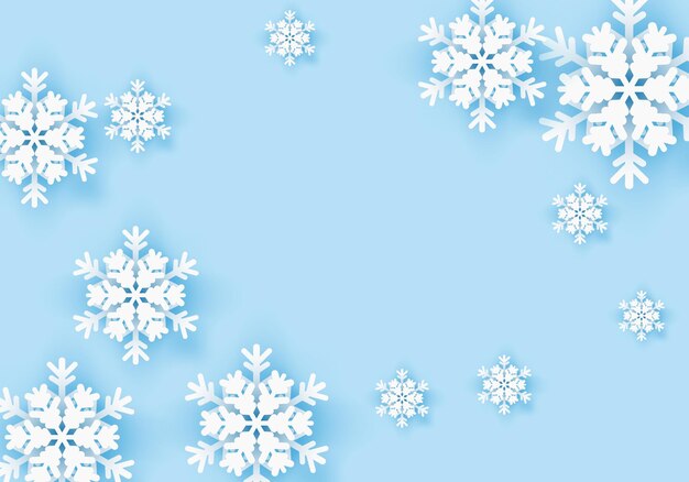 Zimowy baner powitalny płatka śniegu z niebieskim tłem Szablon plakatu zimowego na zimę