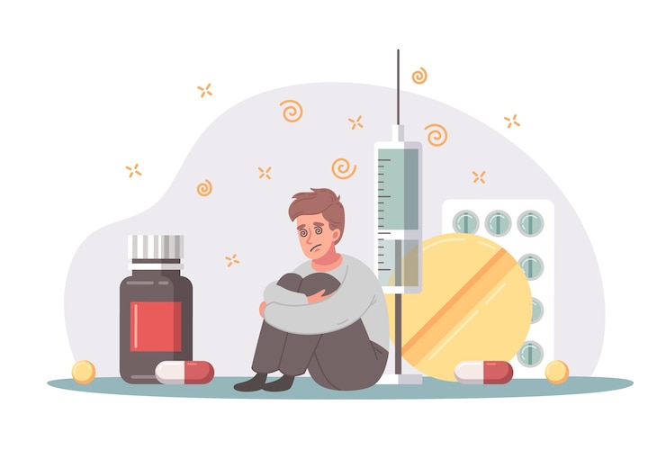Bezpłatny plik Wektor złe nawyki kreskówka koncepcja z ilustracji wektorowych dengerous narkoman
