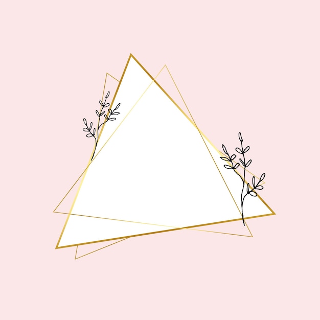 Bezpłatny wektor złota rama trójkąta z prostym rysunkiem kwiatowym