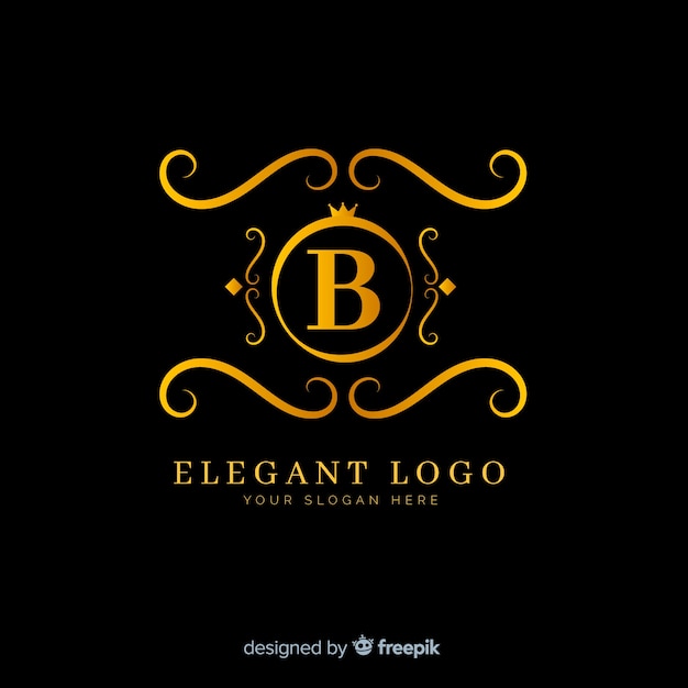 Złote Eleganckie Logo Płaski Kształt