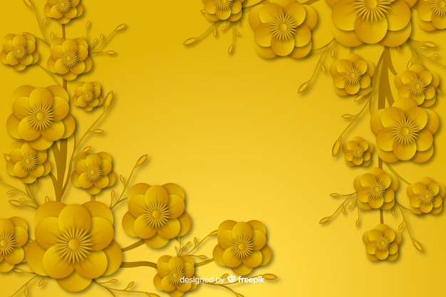 Bezpłatny wektor złote tło z 3d kwiaty