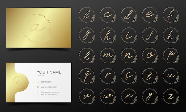 Bezpłatny wektor złoty alfabet w okrągłej ramce do projektowania logo i marki.