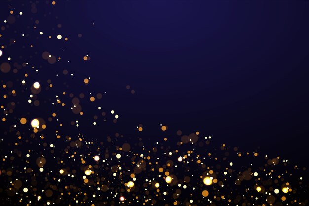 Złoty brokat tekstury musujące śnieg kurz spada szablon na nowy rok i kartki świąteczne świecące tło wektor na okładkę luksusowe zaproszenie urodziny lub kartki świąteczne certyfikat