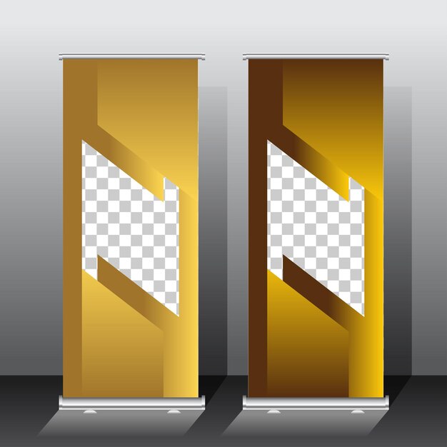 Złoty kolor roll up banner szablon ilustracji wektorowych