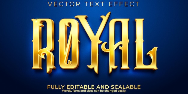 Złoty królewski efekt tekstowy, edytowalny błyszczący i elegancki styl tekstu