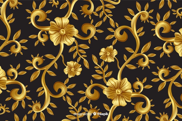 Złoty ornamentacyjny kwiecisty dekoracyjny tło