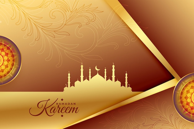 Bezpłatny wektor złoty ramadan kareem piękny projekt karty islamskiej