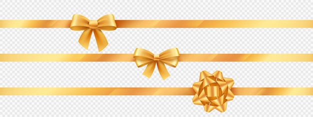 Bezpłatny wektor złoty węzeł wstążki na prezent 3d pakiet prezent łuk