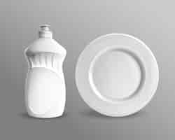 Bezpłatny wektor zmywalna butelka z tworzywa sztucznego z makietą z ceramicznego koła