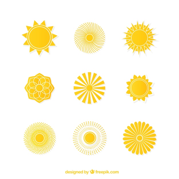 Bezpłatny wektor Żółte ikony słońce