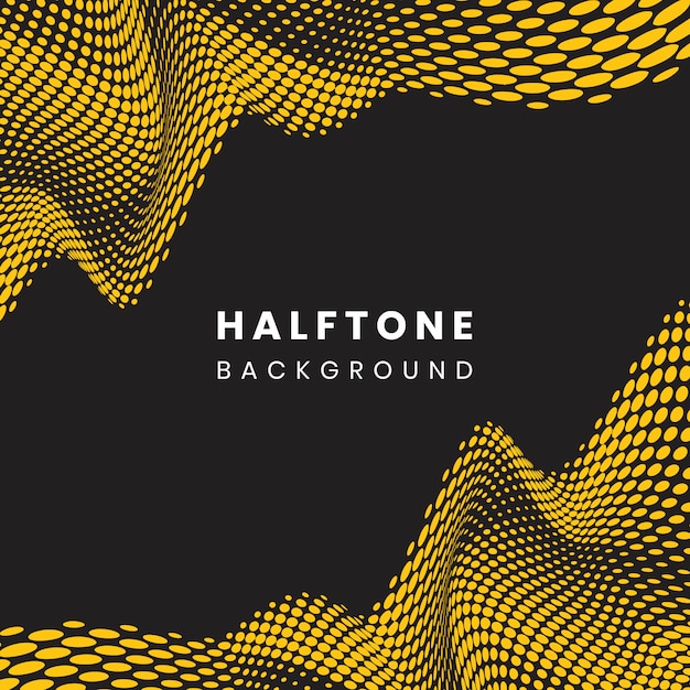 Żółty i czarny falisty halftone tło