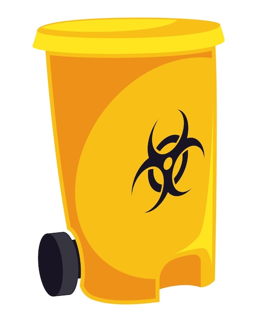 żółty pojemnik na odpady toksyczne z kołami