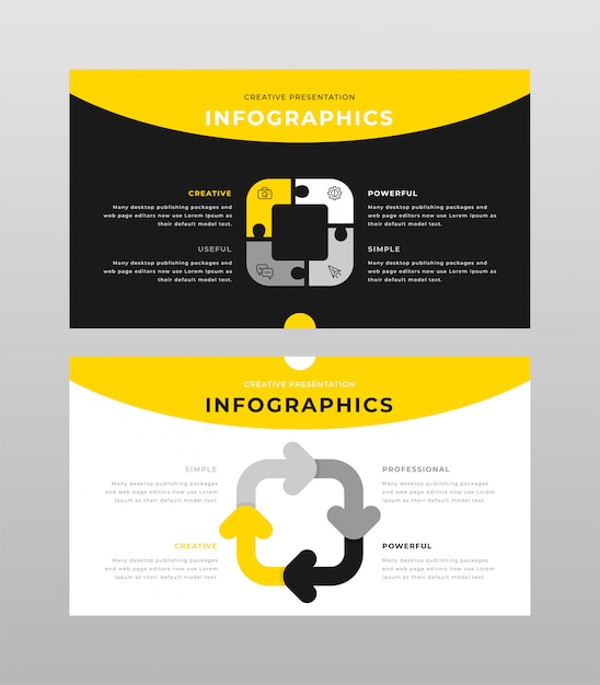 Żółty Szary I Czarny Kolorowy Biznes Infografiki Koncepcja Power Point Prezentacji Stron Szablon