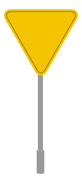 Bezpłatny wektor Żółty znak drogowy geometryczny kształt, trójkątna ikona kreskówka na białym tle symbol ruchu
