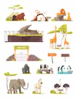 Bezpłatny wektor zoo animals cartoon icon set collection