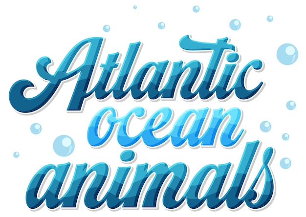Bezpłatny wektor zwierzęta w logo tekstowym oceanu atlantyckiego