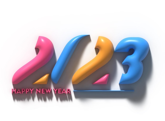 Bezpłatne zdjęcie 2023 szczęśliwego nowego roku 3d tekst typografia element projektu ulotka plakat tapeta tło.