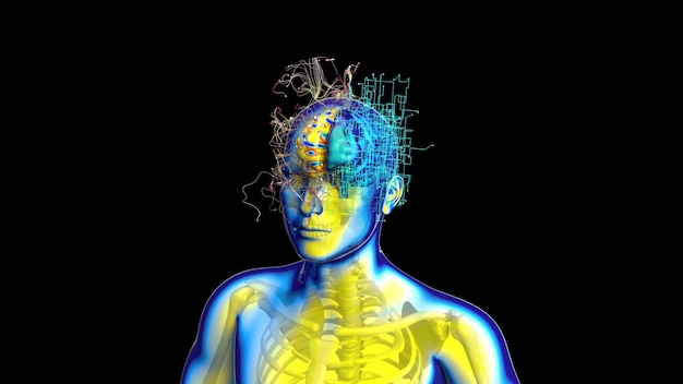 Bezpłatne zdjęcie 3d abstrakcyjna sztuka projektu ruchu mózgu