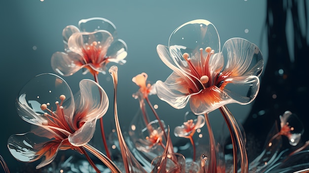 3D abstrakcyjne piękne kwiaty