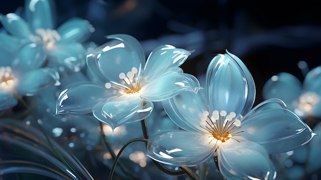 Bezpłatne zdjęcie 3d abstrakcyjne piękne kwiaty